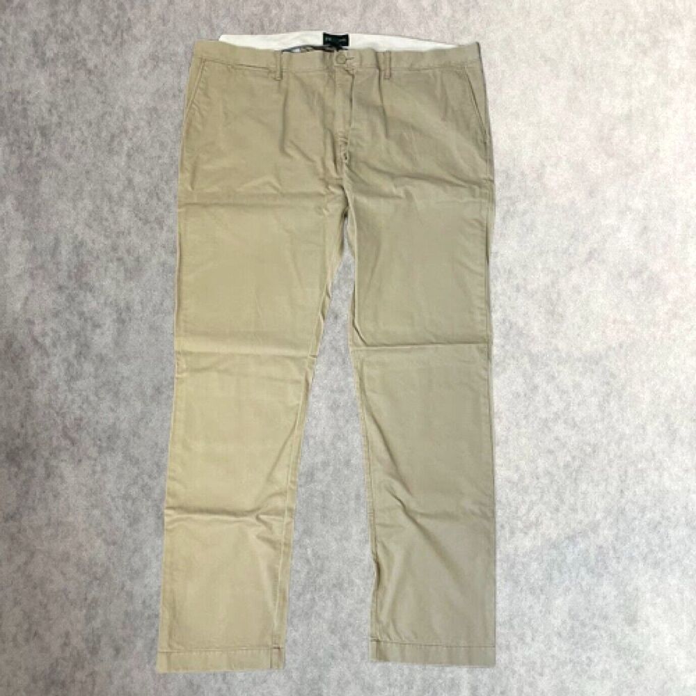 J.Crew 484 Slim Fit Chino Mens 44x34 Beige Flat Front Big & Tall Pants $98 NEW!